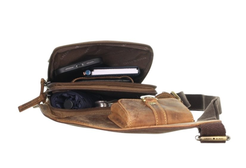 Kožený Body-Crossover Bag Greenburry 1559-25 hnědý