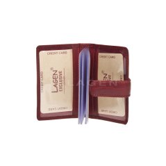 Kožené pouzdro na karty LAGEN 1481/T tm. červená