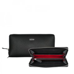 Dámská kožená peněženka na zip Socha SO-081 Black