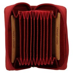 Kožené zipové pouzdro na karty LAGEN 5015T červené