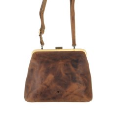 Kožená kabelka s rámečkem Greenbury 1713A-25 hnědá