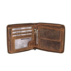 Kožená peněženka na zip Greenburry 1666-25 hnědá