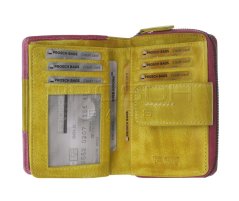 Kožená peněženka Greenburry 866-77 Fuchsia/Yellow