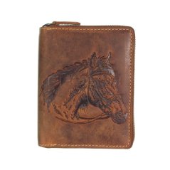 Kožená peněženka na zip GREENBURRY 821A-Kůň