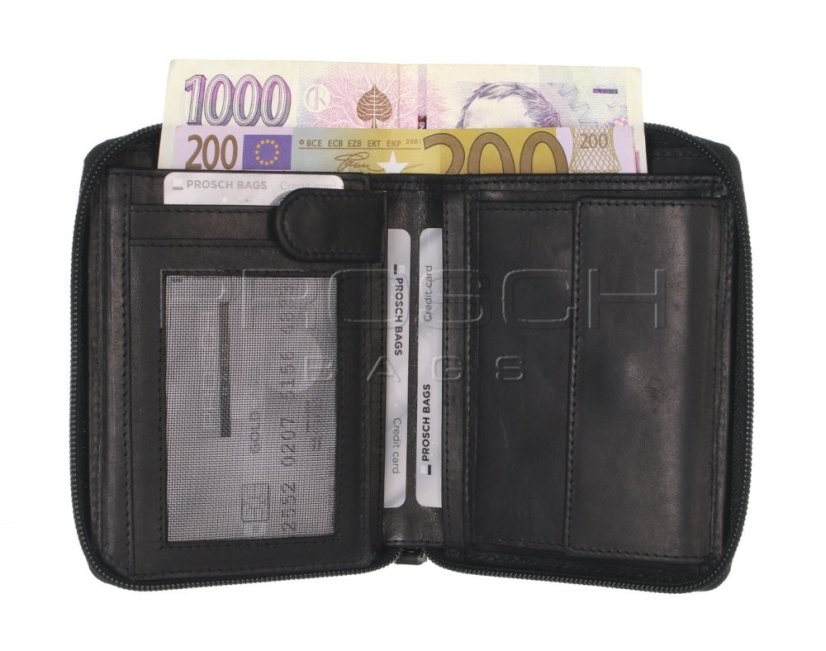 Kožená peněženka na zip Greenburry 1126-20 Black