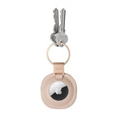 Kožený držák pro Airtag Orbitkey s kroužkem Blush